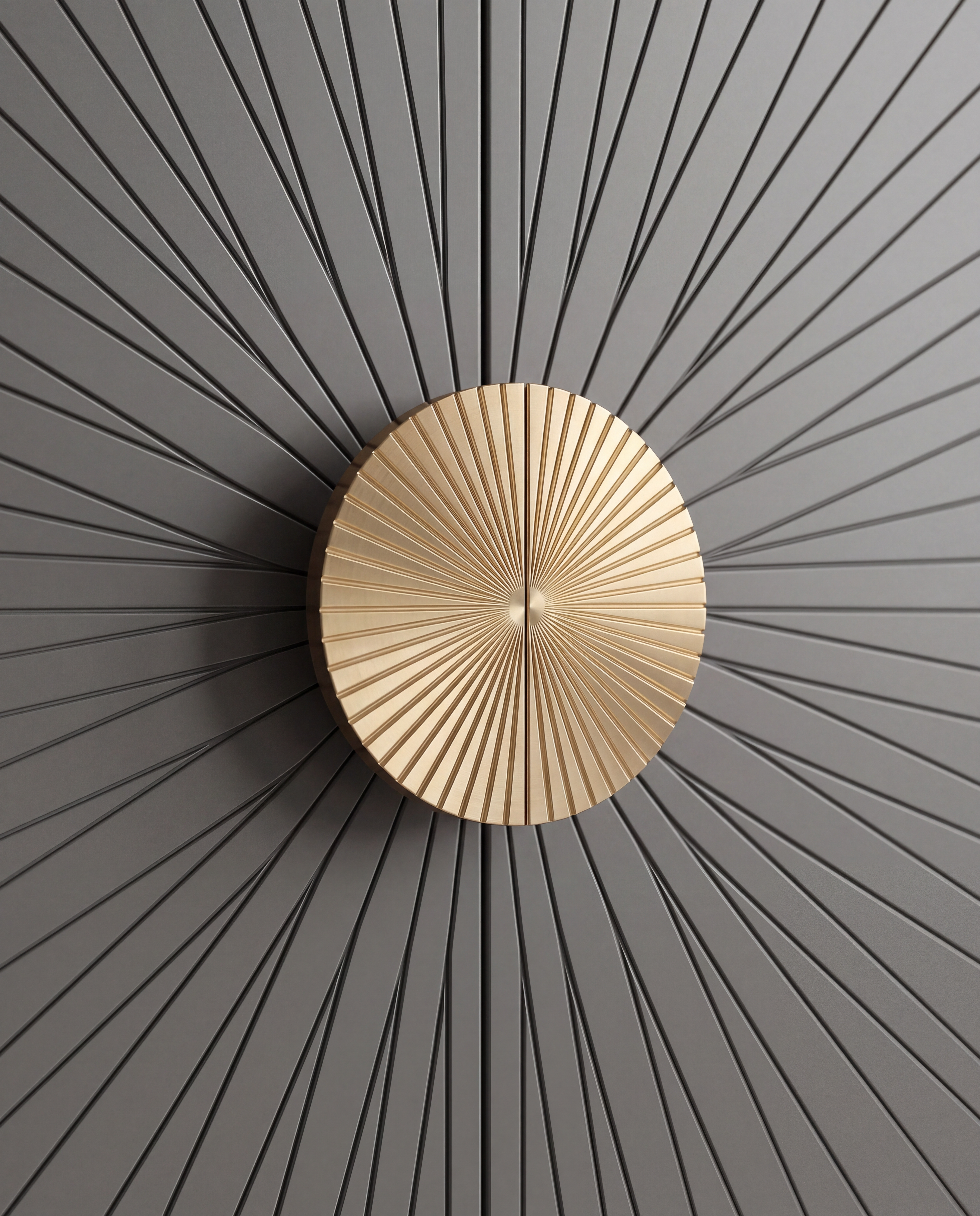 Close detail of the brass centrepiece on the Sunburst cabinet
